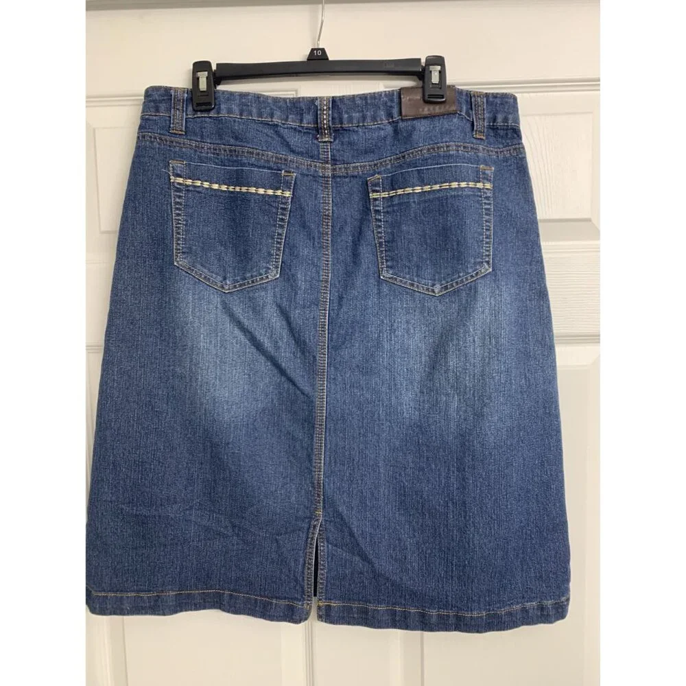 Baccini Cotton Denim A Line Midi Skirt Size 14 - Picture 3 of 8